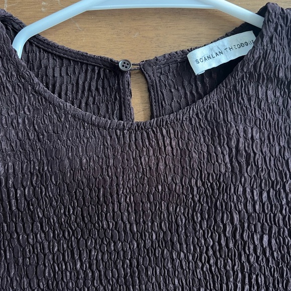 Scanlan Theodore Crepe Textured Eggplant Flared Sleeve Blouse - Picture 2 of 7